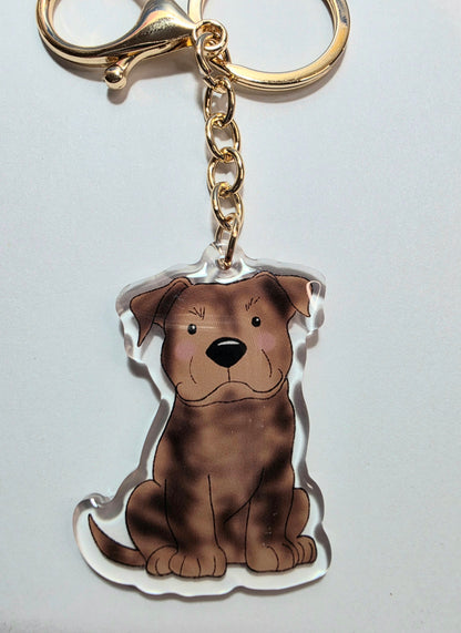 Amstaff / Pit Bull Keychain - Brindle - 124