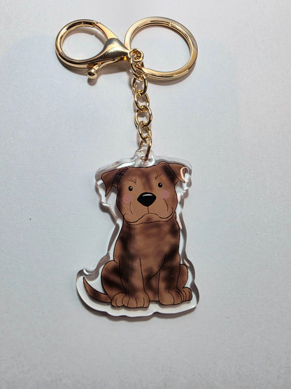 Amstaff / Pit Bull Keychain - Brindle - 124
