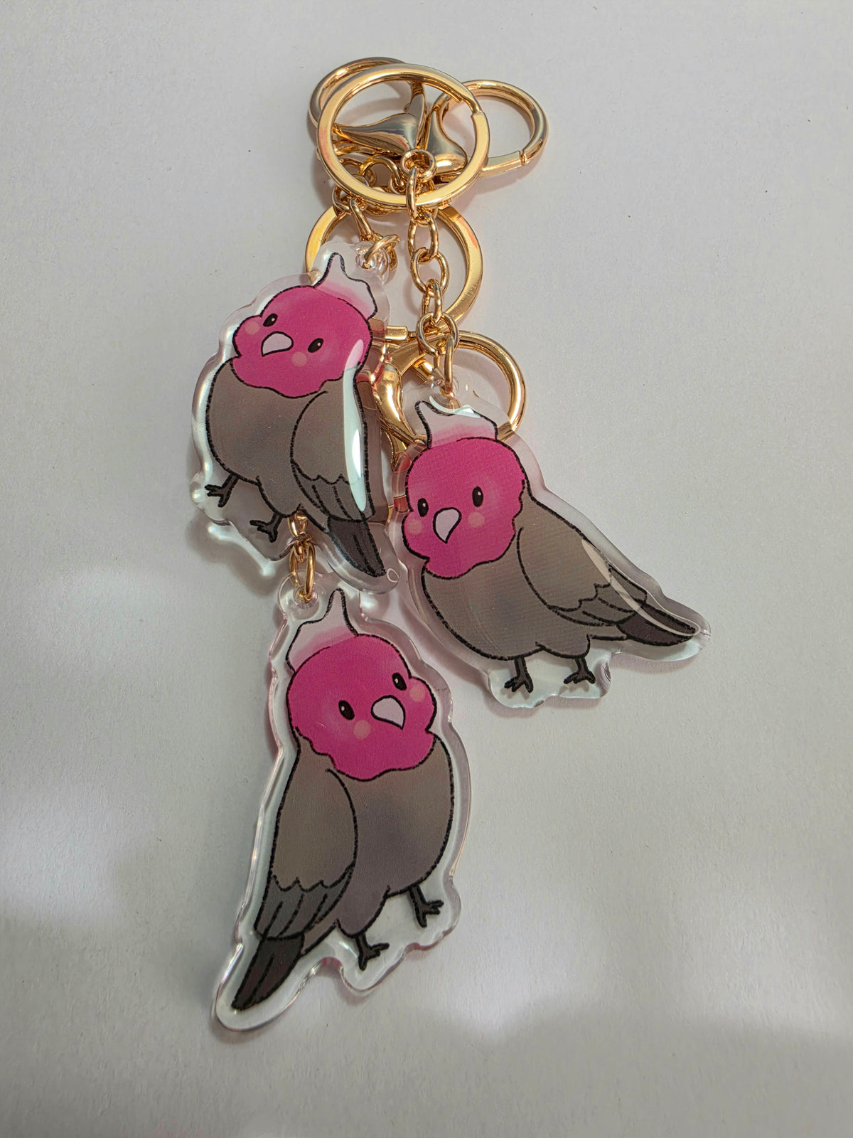 Galah Keychain - Pink and Grey - 089