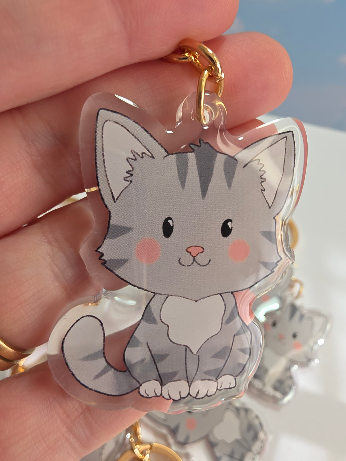 Cat Keychain - Grey - 081