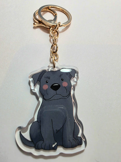 Amstaff / Pit Bull Keychain - Blue - 127